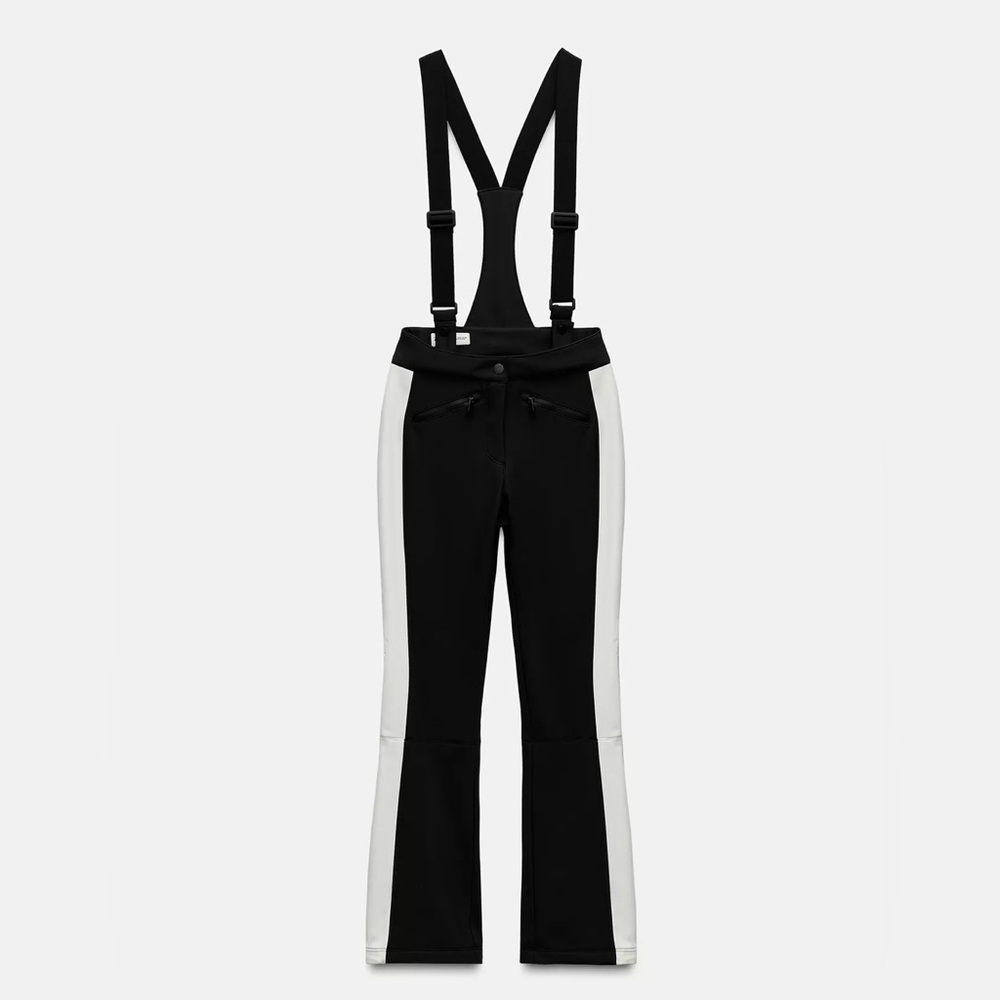 Zara Black and White Ski/Snow Pants with Suspenders